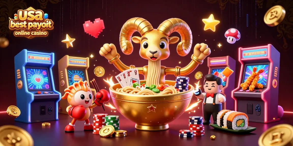 Exciting scene showcasing a usa best payout online casino with animated characters and vibrant gaming elements.