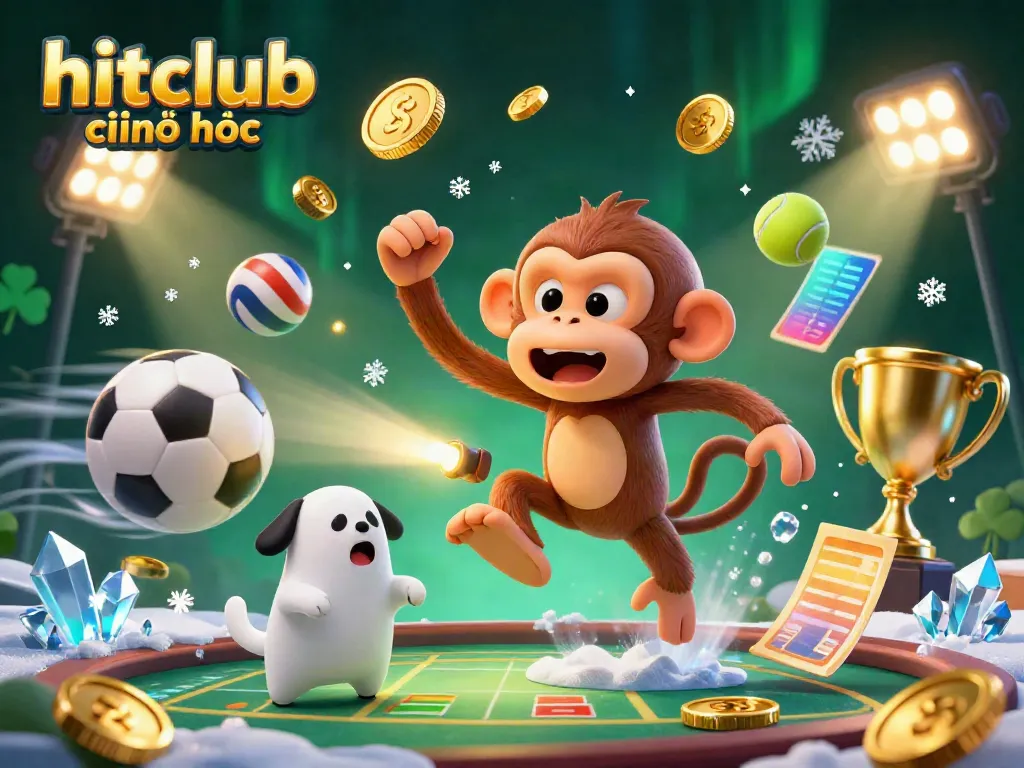 Experience hitclub chính thức with a ghostly monkey juggling at a lively casino scene.