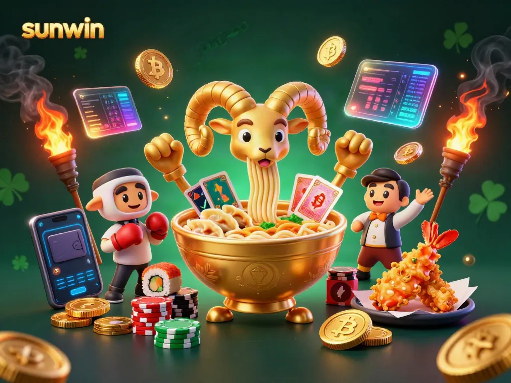 Engage with sunwin as chefs and dealers in a vibrant online casino with 3D cartoon characters.