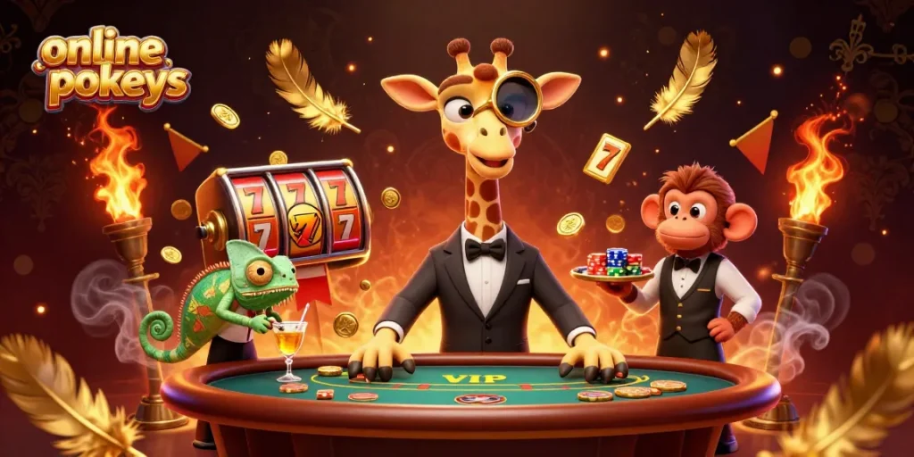 Engage in online pokies action with a high-roller giraffe and dynamic gaming elements.