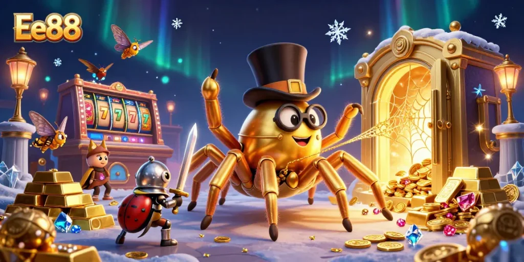 Experience the thrilling action of Ee88 with a vibrant casino scene featuring unique characters.